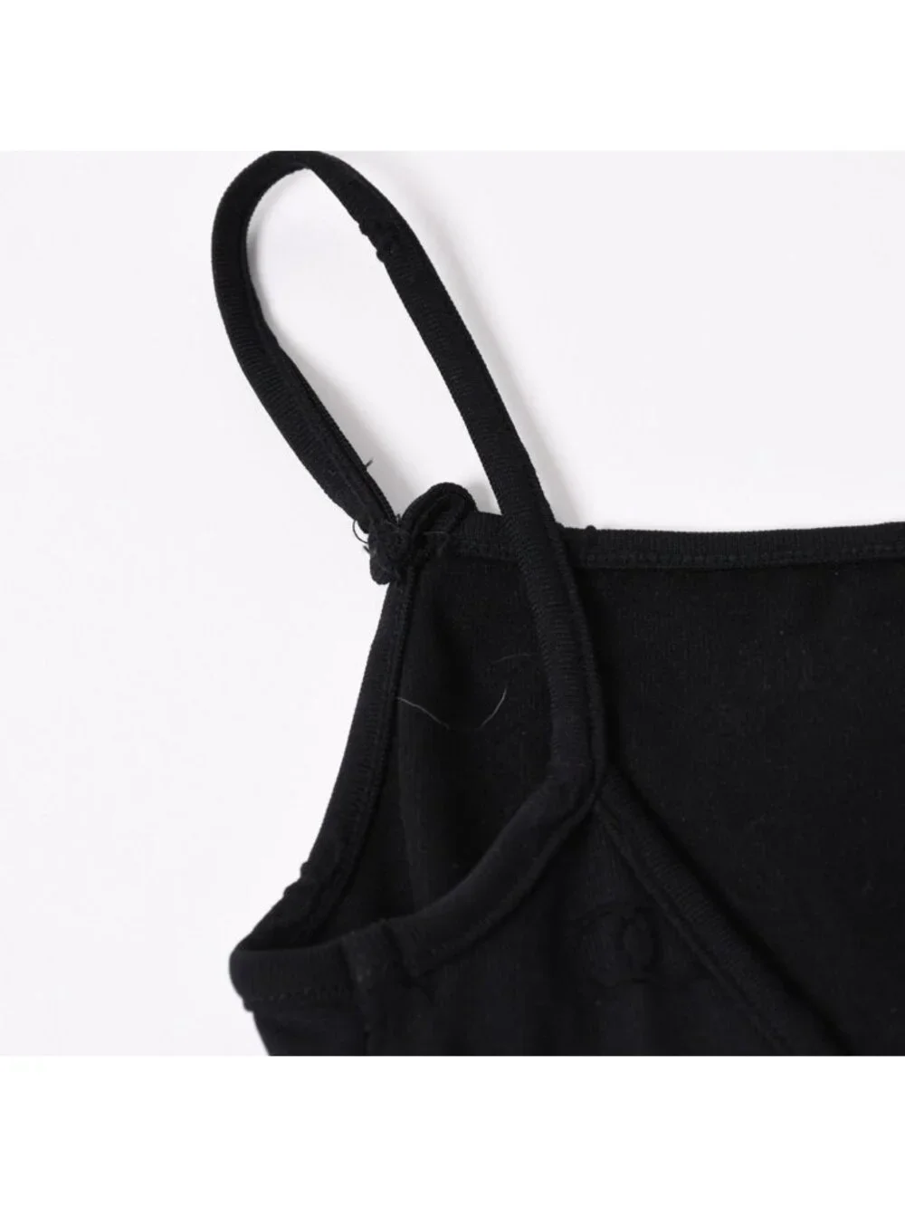 Chanel Camisole Jumpsuit CC Logo Nylon Spandex Black 40
